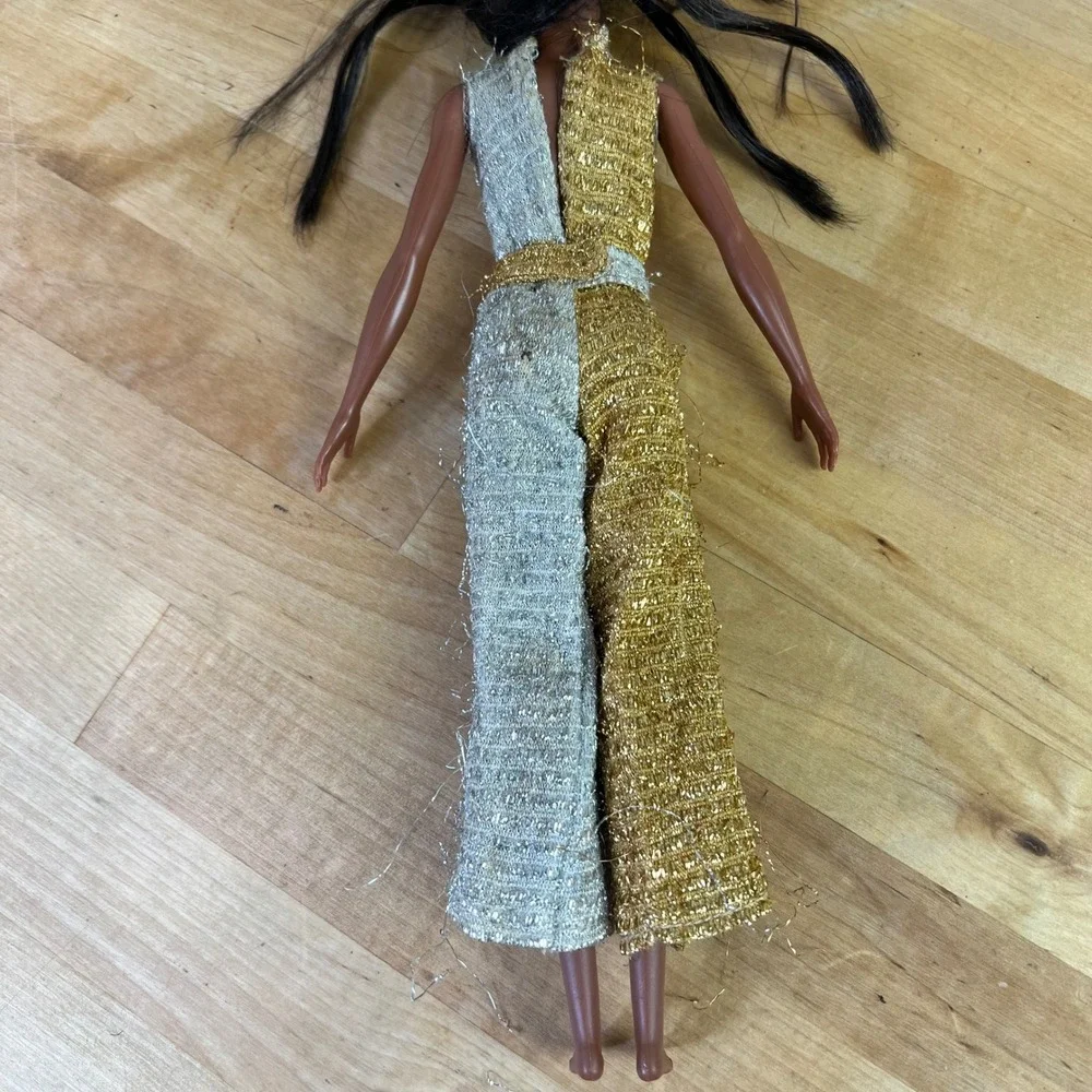 Barbie Talking JULIA Jumpsuit 1969 Gold Silver #1128 Belted Vintage FLAWS